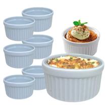 Jogo 8 Ramequim Médio Porcelana Branca 150mL Resistente Sofisticado