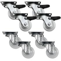 Jogo 8 Rodizio Nylon 2pol. Base Girat. (4 Com Freio + 4 Sem)