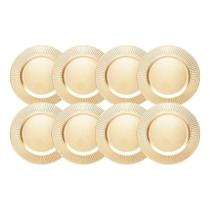 Jogo 8 Sousplat De Mesa Redondo Primer Dourado Plástico Lyor 33cm Jogo 8 Sousplat De Mesa Redondo Primer Dourado Plástico Lyor 33cm