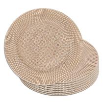 Jogo 8 Sousplat Redondo de Plástico Wolff com Textura de Rattan Bronze 33cm Jogo 8 Sousplat Redondo de Plástico Wolff com Textura de Rattan Bronze 33cm