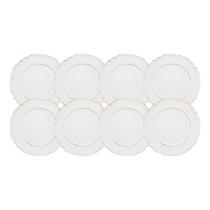 Jogo 8 Sousplat Redondo Patinado Plástico Moon Branco Lyor 33cm Jogo 8 Sousplat Redondo Patinado Plástico Moon Branco Lyor 33cm