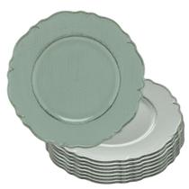Jogo 8 Sousplat Redondo Patinado Plástico Moon Verde Entradas Sobremesa 25cm Lyor