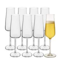 Jogo 8 Taça de Cristal para Champanhe Transparente Ecológico 210ml Wolff