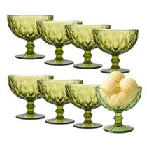 Jogo 8 Taça de Sobremesa Sorvete Coquetel de Vidro Diamante Verde 310ml Class Home Jogo 8 Taça de Sobremesa Sorvete Coquetel de Vidro Diamante Verde 310ml Class Home