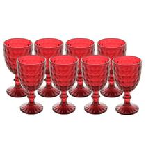 Jogo 8 Taça de Vidro Água Suco Roman Vermelho Wolff 345ml