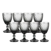 Jogo 8 Taça de Vidro Bico de Abacaxi Cinza 340 ml Agata Em Casa Tem