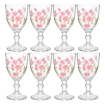 Jogo 8 Taça de Vidro Decorada Flores Borboletas Spring para Água e Vinho Haüskraft 350ml Jogo 8 Taça de Vidro Decorada Flores Borboletas Spring para Água e Vinho Haüskraft 350ml