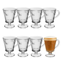 Jogo 8 Taça de Vidro para Cappuccino Lines Butterfly Borboleta Wolff 240ml