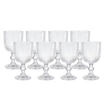 Jogo 8 Taça de Vidro Transparente Canelada 380ml Em Casa Tem