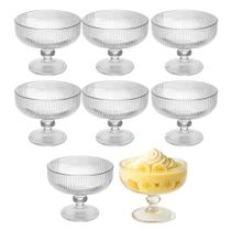 Jogo 8 Taça para Sobremesa de Cristal Lines Canelada Wolff 300ml