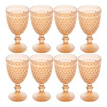 Jogo 8 Taças de Vidro Bico Abacaxi Cor Âmbar Metalizado para Água Vinho Lyor 325ml