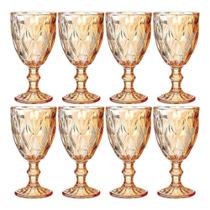 Jogo 8 Taças De Vidro Diamond Diamante âmbar Metalizado 300ml água Class Home Jogo 8 Taças De Vidro Diamond Diamante âmbar Metalizado 300ml água Class Home