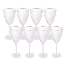 Jogo 8 Taças de Vinho com Borda Dourada Lines Vidro Transparente 400ml Wolff Jogo 8 Taças de Vinho com Borda Dourada Lines Vidro Transparente 400ml Wolff