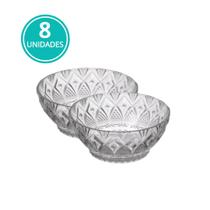 Jogo 8 Tigela De Vidro Redonda Sobremesa Saladeira Fruta Travessa 350ml