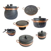 Jogo 8 Un Panelas Pedra Sabão Mantém Sabor Alça de Cobre