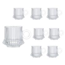 Jogo 8 Xícara de Café Caneca Vidro Robusta Lines 85ml Em Casa Tem Jogo 8 Xícara de Café Caneca Vidro Robusta Lines 85ml Em Casa Tem