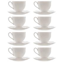 Jogo 8 Xícara de Café com Pires em Porcelana New Bone Butterfly Borboleta e Flores 100ml Lyor