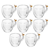 Jogo 8 Xícara de Café Sun Garden Borboleta 80ml Vidro Borossilicato Wolff