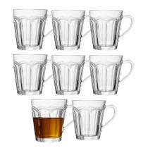 Jogo 8 Xícara de Chá Café Belle Epoque Vidro Resistente Transparente 180ml Lyor