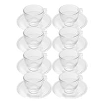 Jogo 8 Xícara de Chá com Pires Cristal Transparente Pearl Pérola 180ml Wolff Jogo 8 Xícara de Chá com Pires Cristal Transparente Pearl Pérola 180ml Wolff