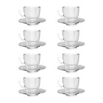 Jogo 8 Xícaras Café C/ Pires 220mL Transparente Mesa Posta Jogo 8 Xícaras Café C/ Pires 220mL Transparente Mesa Posta
