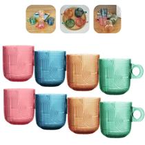 Jogo 8 Xícaras Coloridas 100ml De Vidro com Alça Frankfurt Wolff