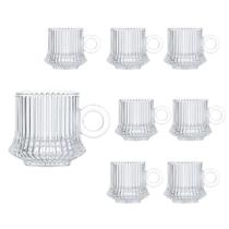 Jogo 8 XícarasDe Café Caneca Vidro Robusta Lines 85ml Em Casa Tem Jogo 8 XícarasDe Café Caneca Vidro Robusta Lines 85ml Em Casa Tem
