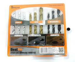 Jogo 9 Brocas Furadeira Vídea Aço Madeira Concreto 5 A 8 Mm Bestfer