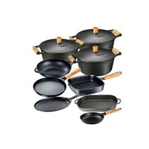 Jogo 9 Peças 3 Caçarolas 3 Frigideira 1 Chapa 1 Parmegiana 1 Assadeira - Panela Mineira