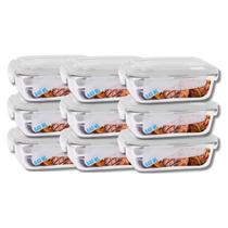 Jogo 9 Pote de Vidro Hermético Marmita Tampa 4 Travas 640ml