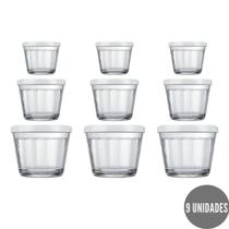 Jogo 9 Potes 600ml, 350ml e 150ml Papinha Vidro Americano Jogo 9 Potes 600ml, 350ml e 150ml Papinha Vidro Americano