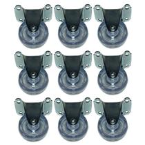 Jogo 9 Rodinhas 32mm Incolor San Rodízio Base Fixa 4 Furos