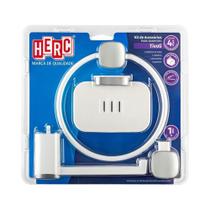 Jogo Acessórios Para Banheiro Tivoli Branco 4 Peças - Herc Jogo Acessórios Para Banheiro Tivoli Branco 4 Peças - Herc