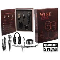 Jogo Acessórios para Vinho Profissional 5 Peças Inox Hauskraft Modelo Livro Kit Elegante para Casa Bar e Presente Jogo Acessórios para Vinho Profissional 5 Peças Inox Hauskraft Modelo Livro Kit Elegante para Casa Bar e Presente