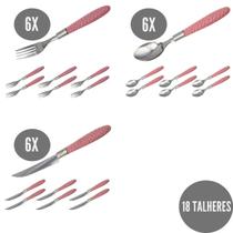 Jogo Aço Inox 18 Talheres Blumenau Rosa Garfo Colher Faca