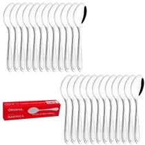 Jogo Aço Inox 24 Colher Mesa Sopa Buffet Restaurante America Jogo Aço Inox 24 Colher Mesa Sopa Buffet Restaurante America