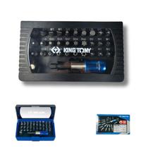 Jogo Adaptador e Bits 1/4 Intercambiáveis 32 Peças King Tony