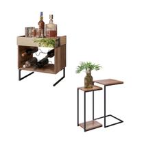 Jogo Adega Para 6 Garrafas e Kit Mesa Lateral Conjunto 2 Unidades Aurora - ÉdeCasaMóveis Jogo Adega Para 6 Garrafas e Kit Mesa Lateral Conjunto 2 Unidades Aurora - ÉdeCasaMóveis