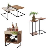 Jogo Adega Para 6 Garrafas Mesa De Centro e Kit Mesa Lateral Aurora - ÉdeCasaMóveis Jogo Adega Para 6 Garrafas Mesa De Centro e Kit Mesa Lateral Aurora - ÉdeCasaMóveis