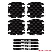 Jogo adesivo protetor maçaneta carro audi sport resinado preto carbon
