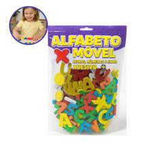 Jogo Alfabeto com Glitter Móvel Letras Números Etil Vinil Aprendendo brincando