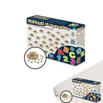 Jogo Alfabeto Letra Números Pedagógico Educativo 80 Peças Madeira - 703 Junges