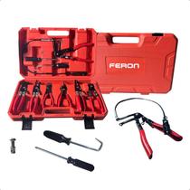 Jogo Alicate Abraçadeira Elástica 9 Peças Cabo Flexível 60cm Mangueira Radiador Motor Automotivo Kit Profissional Feron