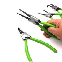 Jogo Alicate Anel trava Anéis Bico 7 Reto Curvo Interno e Externo Alicates 7" Profissional kit 4 peças