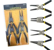 Jogo Alicate Extrator De Anéis Trava Bico Curvo Reto 4 Pçs