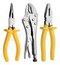 Jogo Alicate Pressão 10 Pol, Universal 8 Pol e Meia Cana