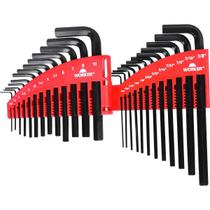 Jogo Allen 1,5 A 10 MM 1/16 A 3/8 Pol Curta e Longa Hexagonal 25 Peças 518913 Worker