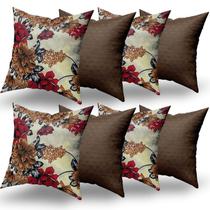 Jogo Almofadas Decorativas 8 Unidades Com Ziper e Refil de Silicone