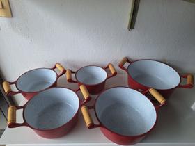 Jogo alumínio batido c/ revestimento de cerâmica, am, craquelado vermelho 16/24 tv