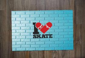 Jogo Americano 2 unidades Retangular Neoprene Skate Eu Amo Skate - Criative Gifts